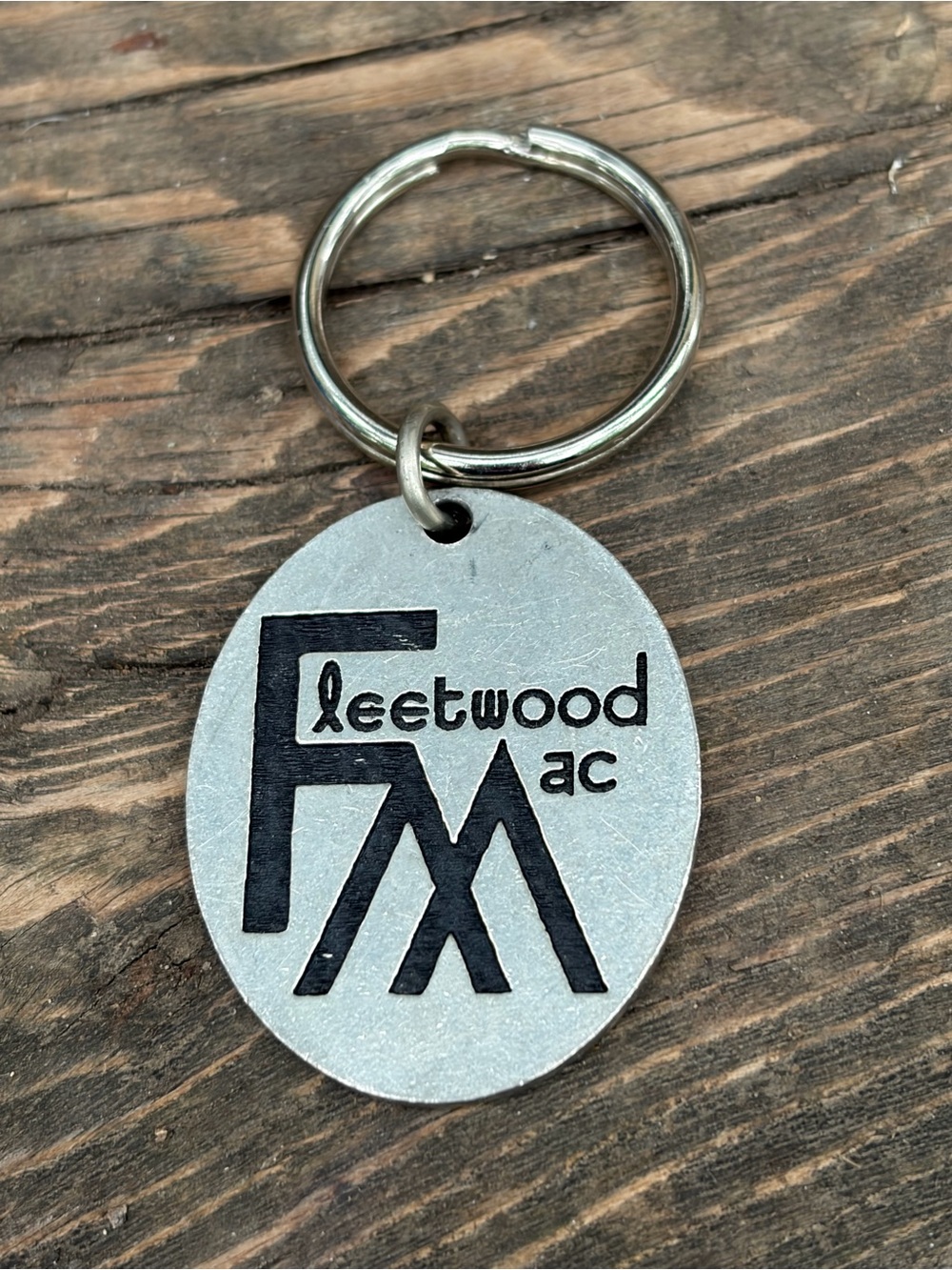 Vintage Fleetwood Mac Silver and Black Logo Keychain